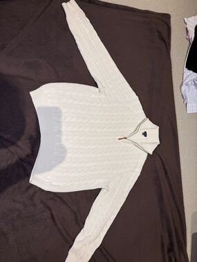 J. Crew Cream Cable-Knit Half-Zip Sweater
